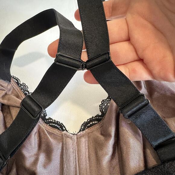 Wacoal 34G Black Lace Brown Underlay Convertible Bra Style 855295 Underwire - Picture 3 of 11